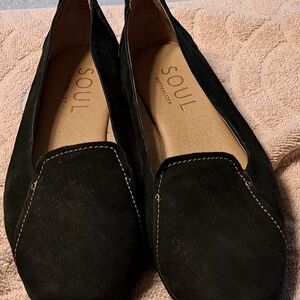 Comfortable flats.  Start 7.5 black suede.